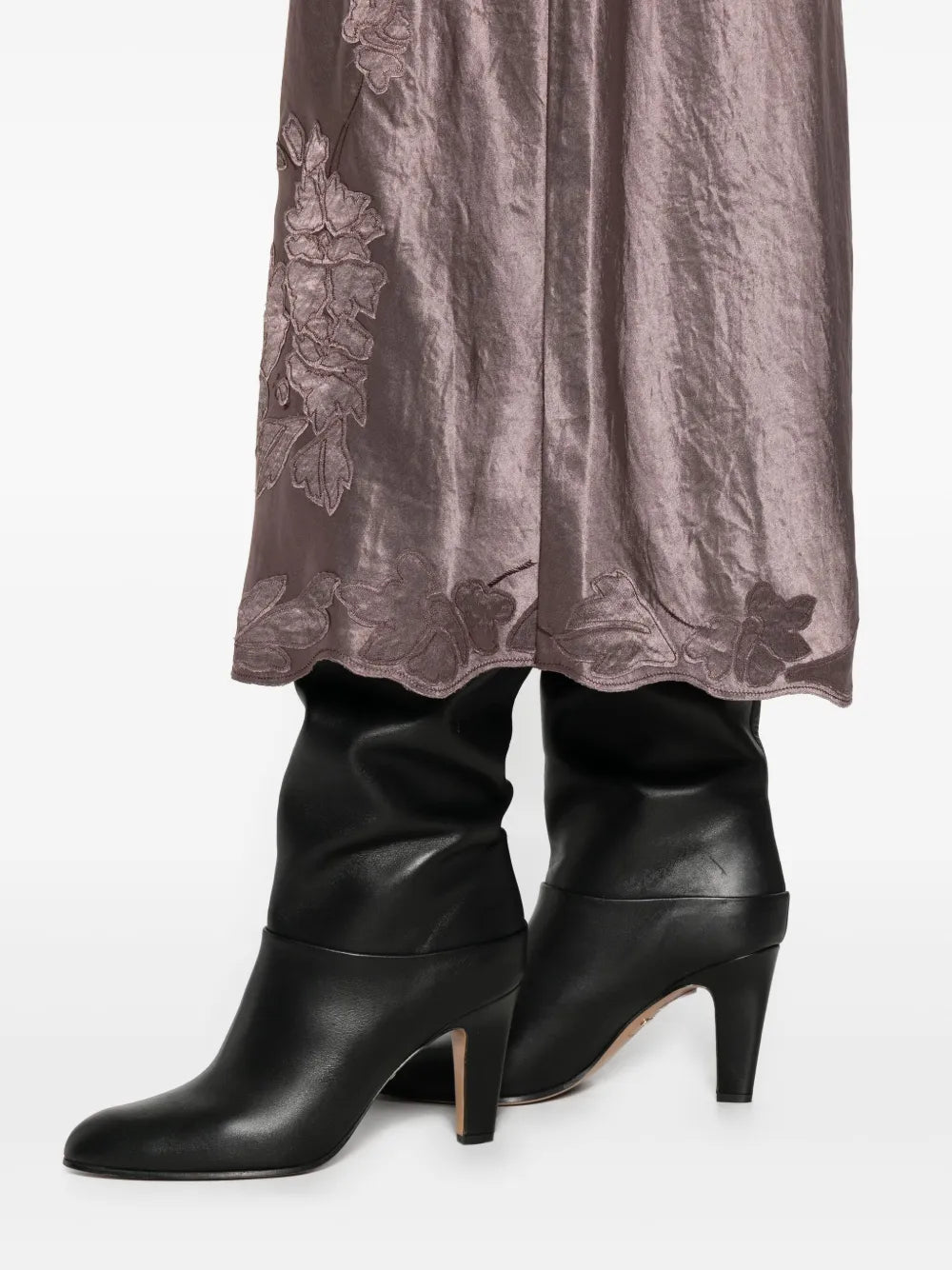 Satin-finish midi skirt-VINCE-Verso