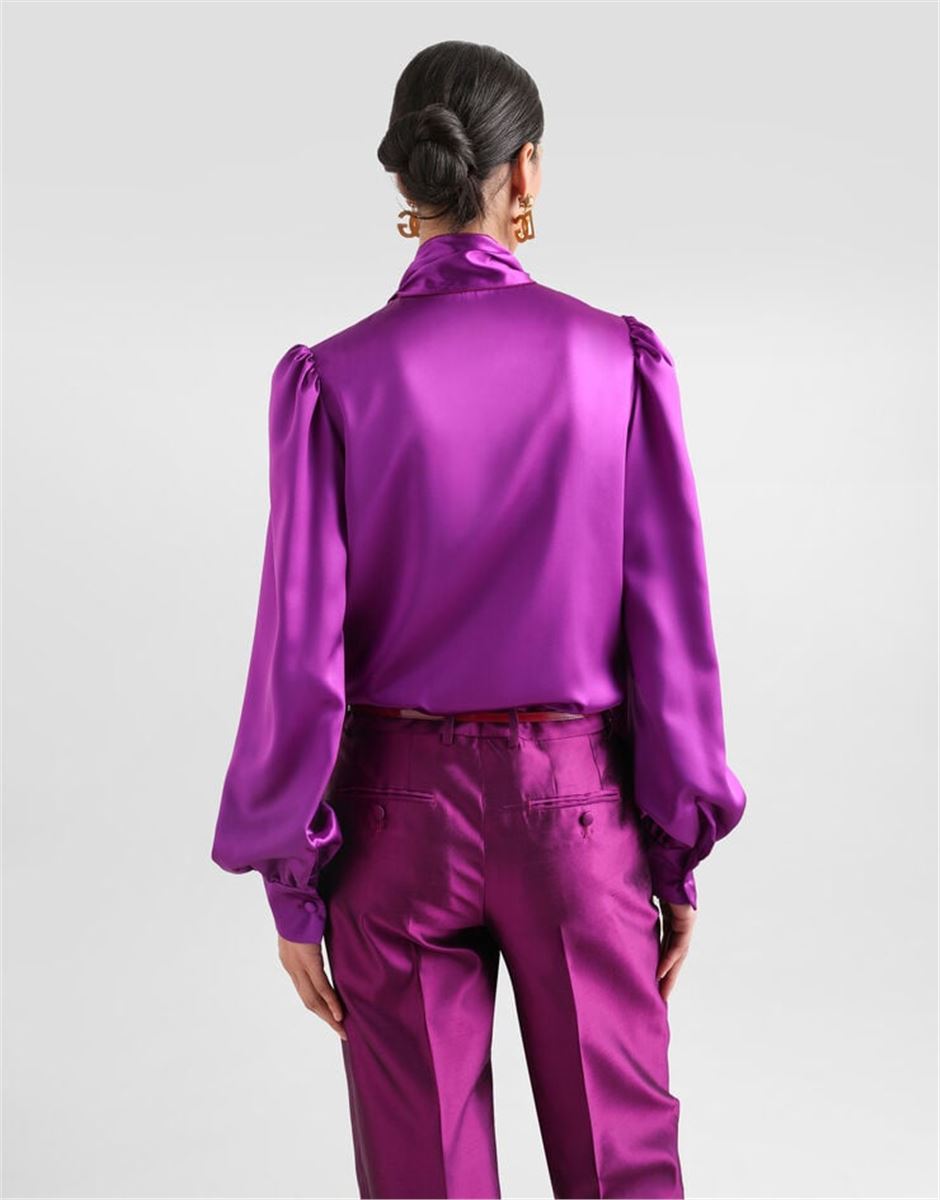 SATIN SHIRT WITH PUSSY-BOW - DOLCE & GABBANA - Verso
