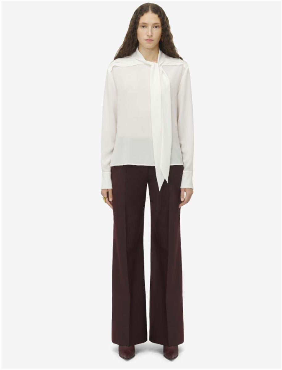 SCARF DETAIL GEORGETTE SHIRT IN SOFT WHITE - A. MCQUEEN - Verso