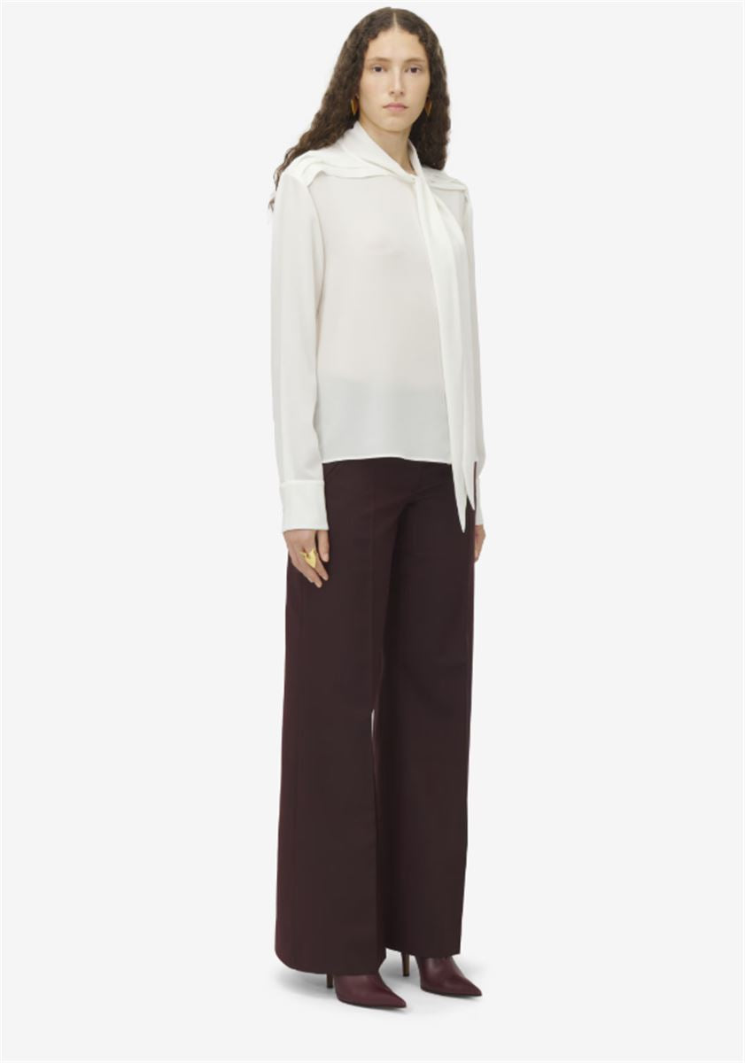 SCARF DETAIL GEORGETTE SHIRT IN SOFT WHITE - A. MCQUEEN - Verso