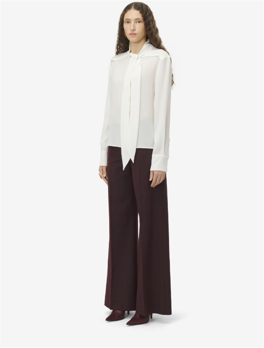 SCARF DETAIL GEORGETTE SHIRT IN SOFT WHITE - A. MCQUEEN - Verso