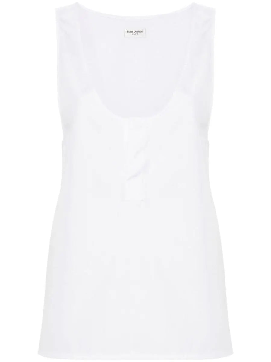 SEMI-SHEER HENLEY TANK TOP SAINT LAURENT