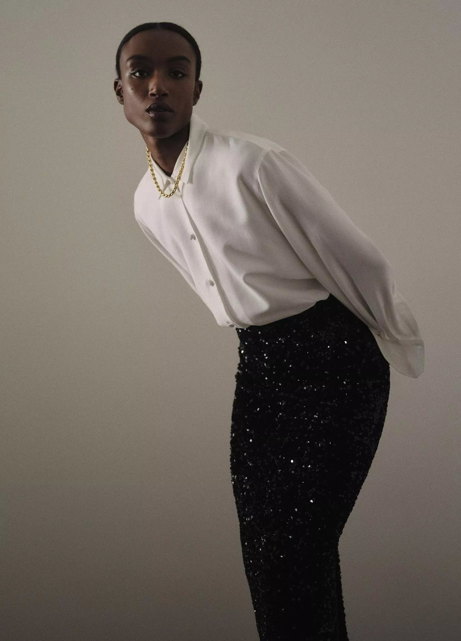 Sequined velvet column skirt-VINCE-Verso