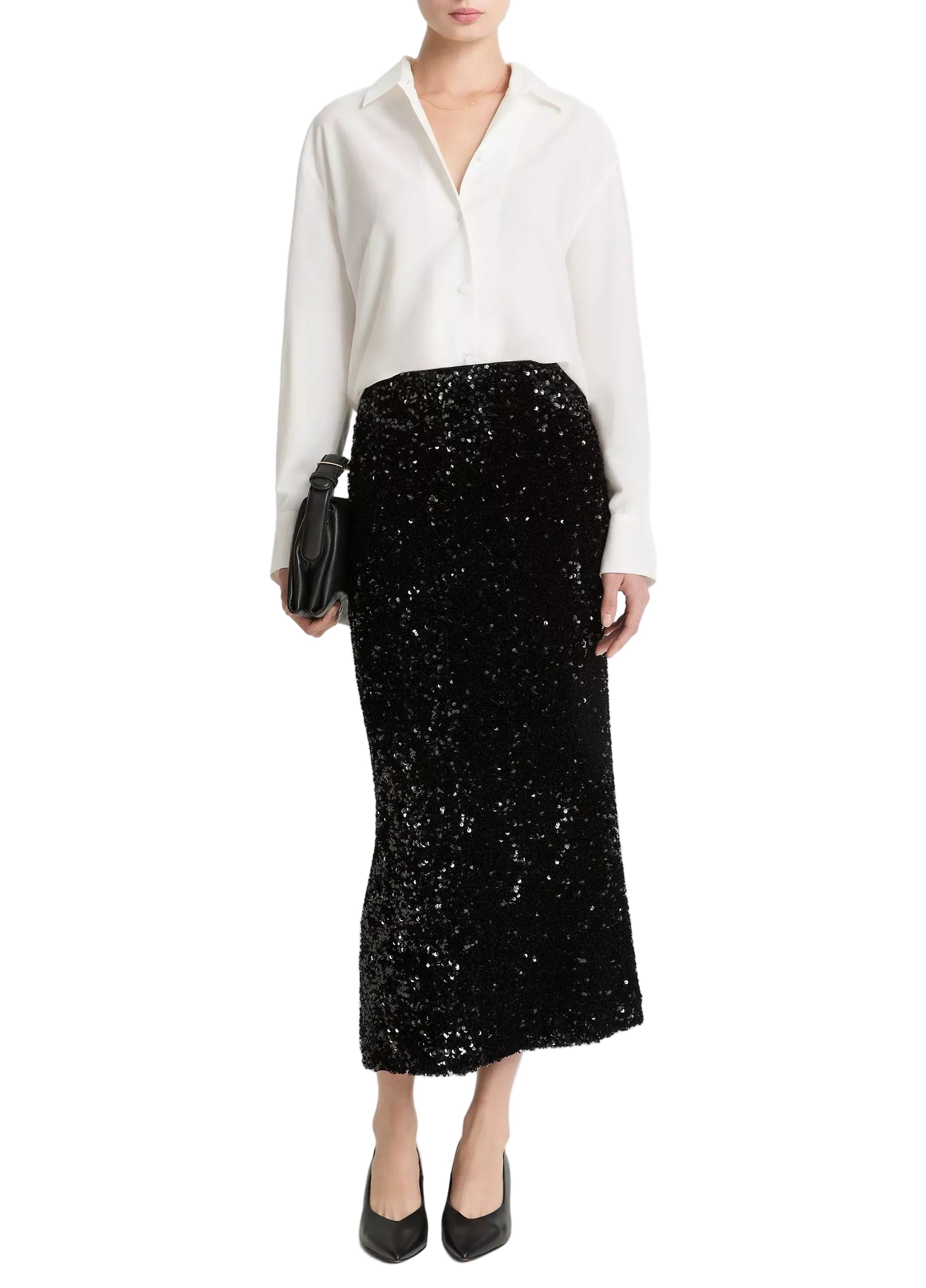 Sequined velvet column skirt-VINCE-Verso