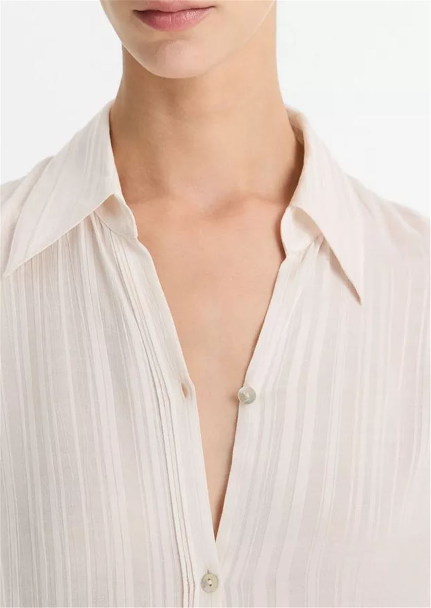 SHEER-STRIPE PINTUCK BLOUSE - VINCE - Verso
