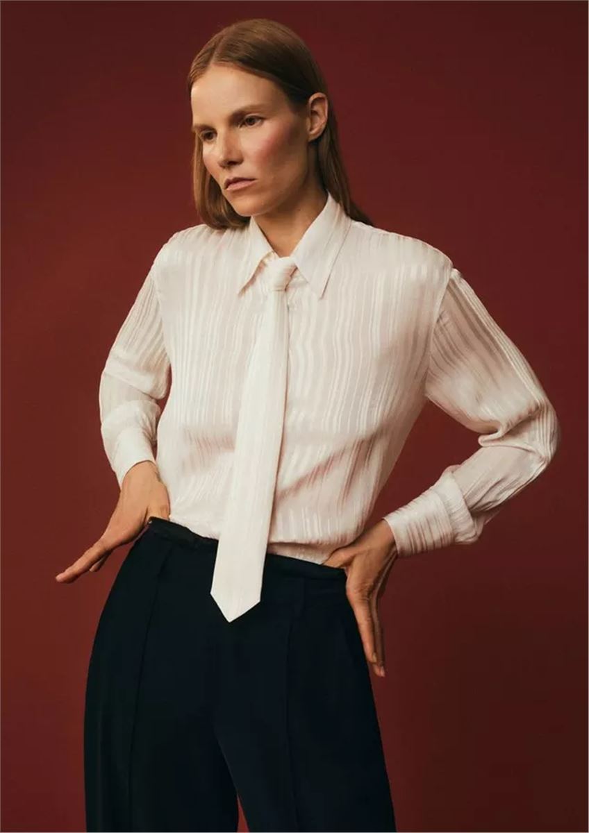 SHEER-STRIPE PINTUCK BLOUSE - VINCE - Verso