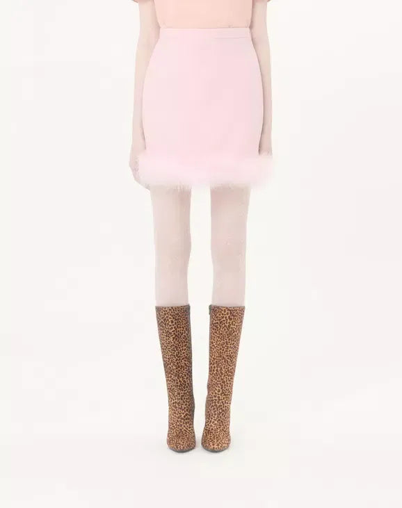 Short crepe couture skirt with feathers-VALENTINO-Verso