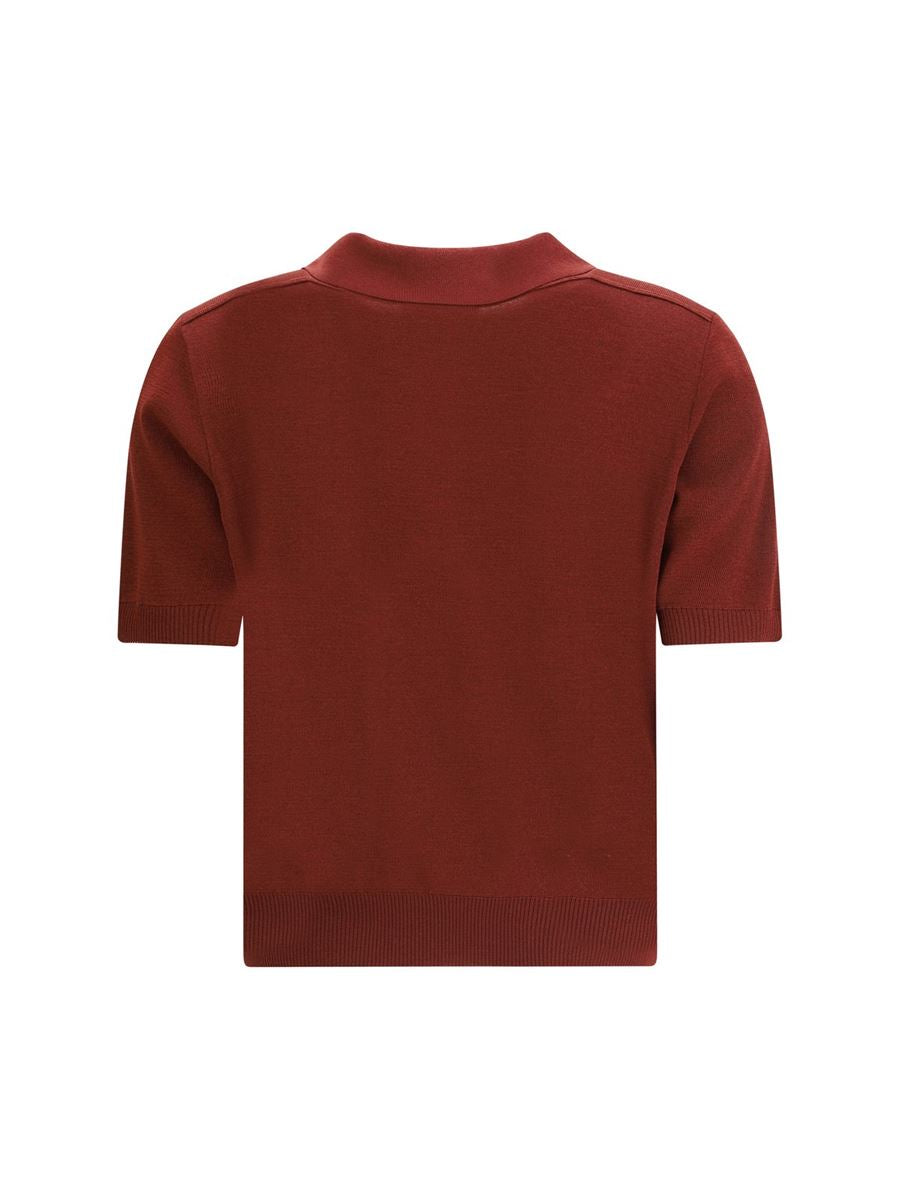 Short sleeved knitted polo shirt-BURBERRY-Verso