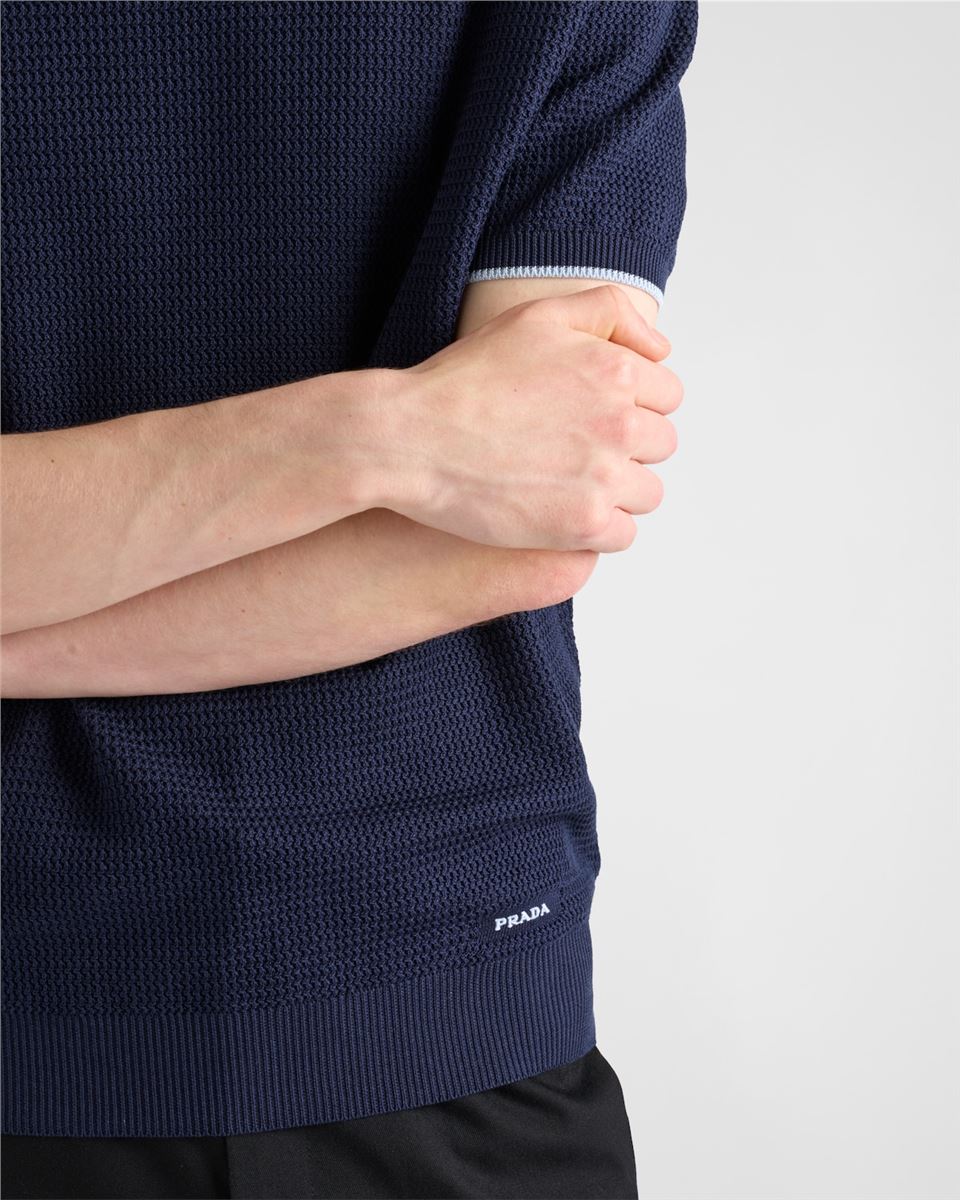 SHORT-SLEEVED SILK AND COTTON SWEATER-PRADA-Verso