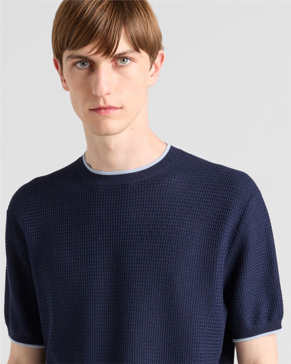 SHORT-SLEEVED SILK AND COTTON SWEATER-PRADA-Verso