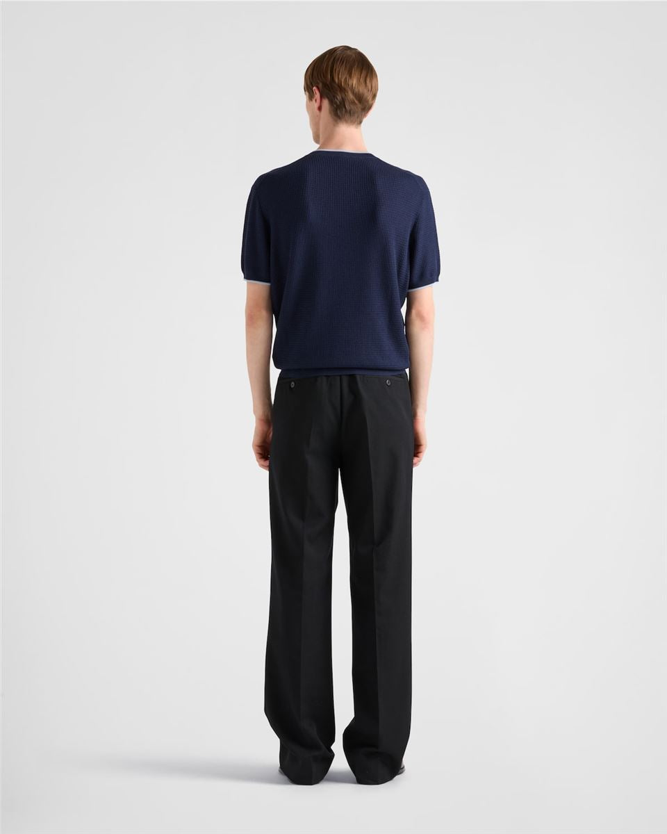 SHORT-SLEEVED SILK AND COTTON SWEATER-PRADA-Verso