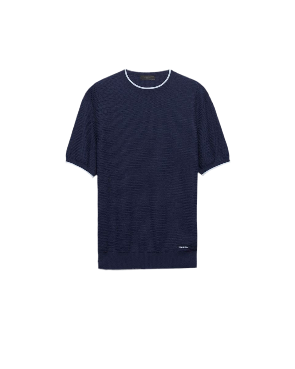 SHORT-SLEEVED SILK AND COTTON SWEATER-PRADA-Verso