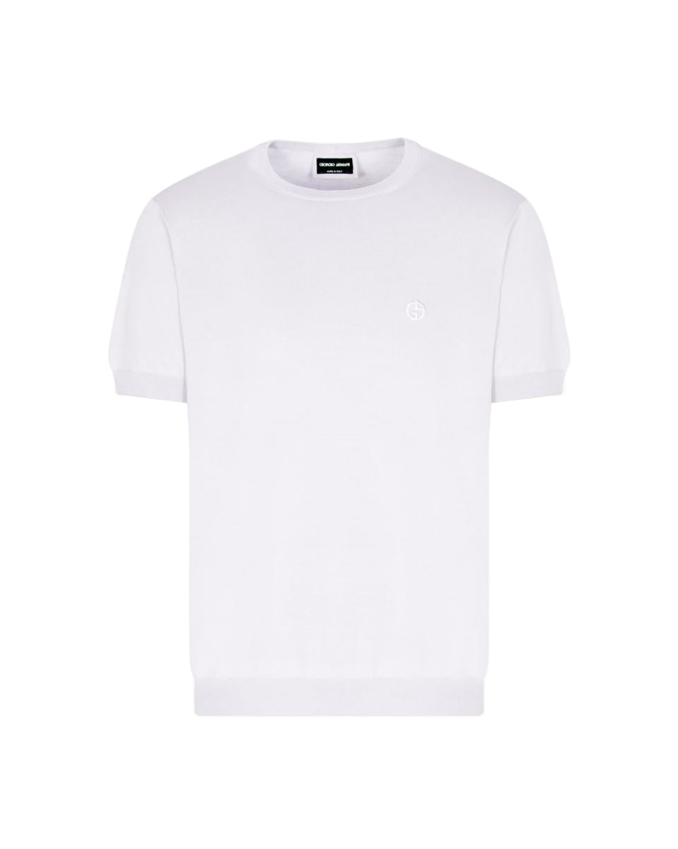 short-sleeved silk-cotton jumper-GIORGIO ARMANI-Verso