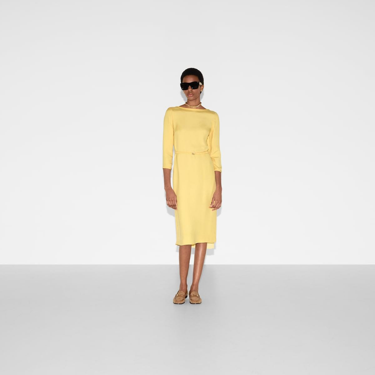 SILK CADY MID-LENGTH DRESS -  GUCCI -  Verso