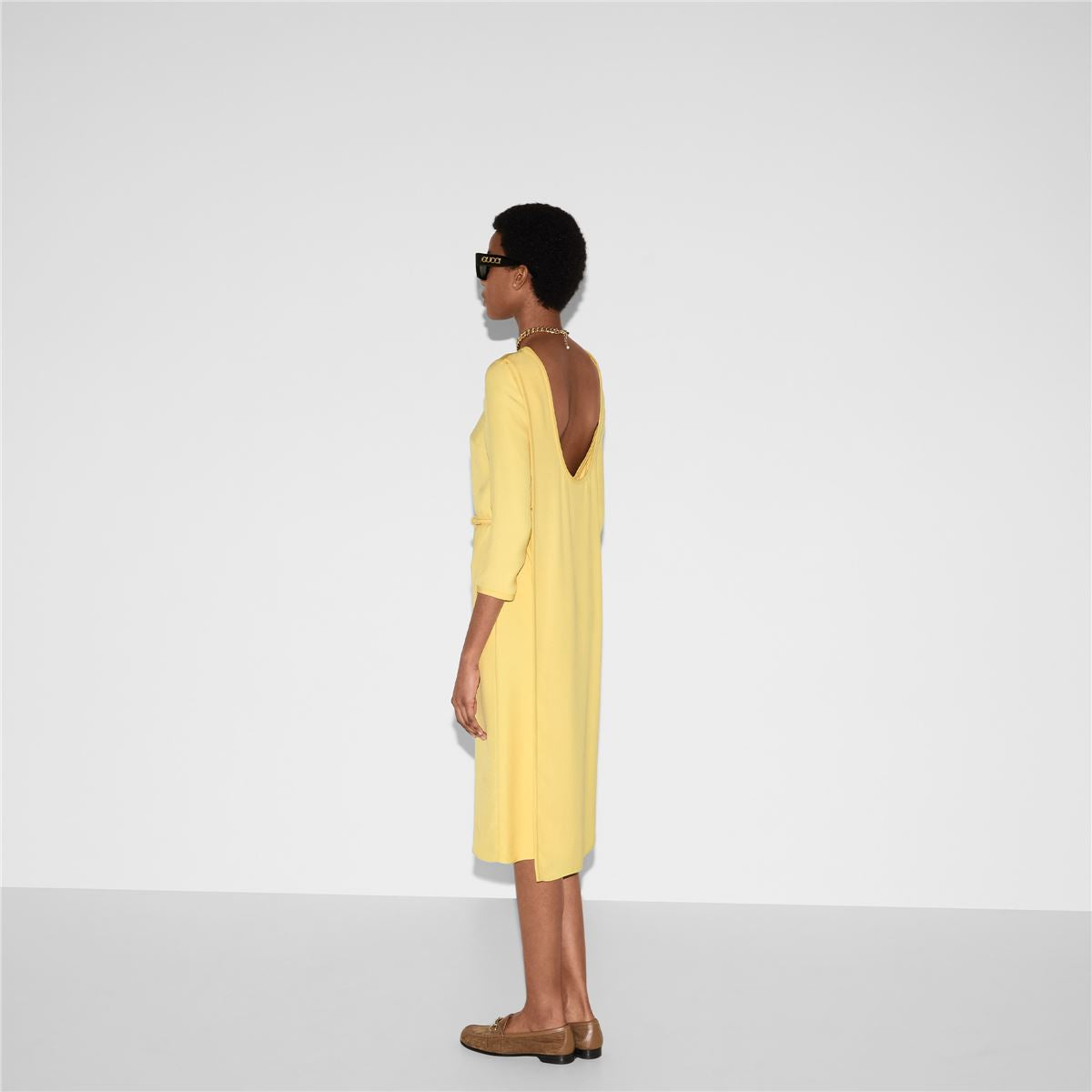 SILK CADY MID-LENGTH DRESS - GUCCI - Verso