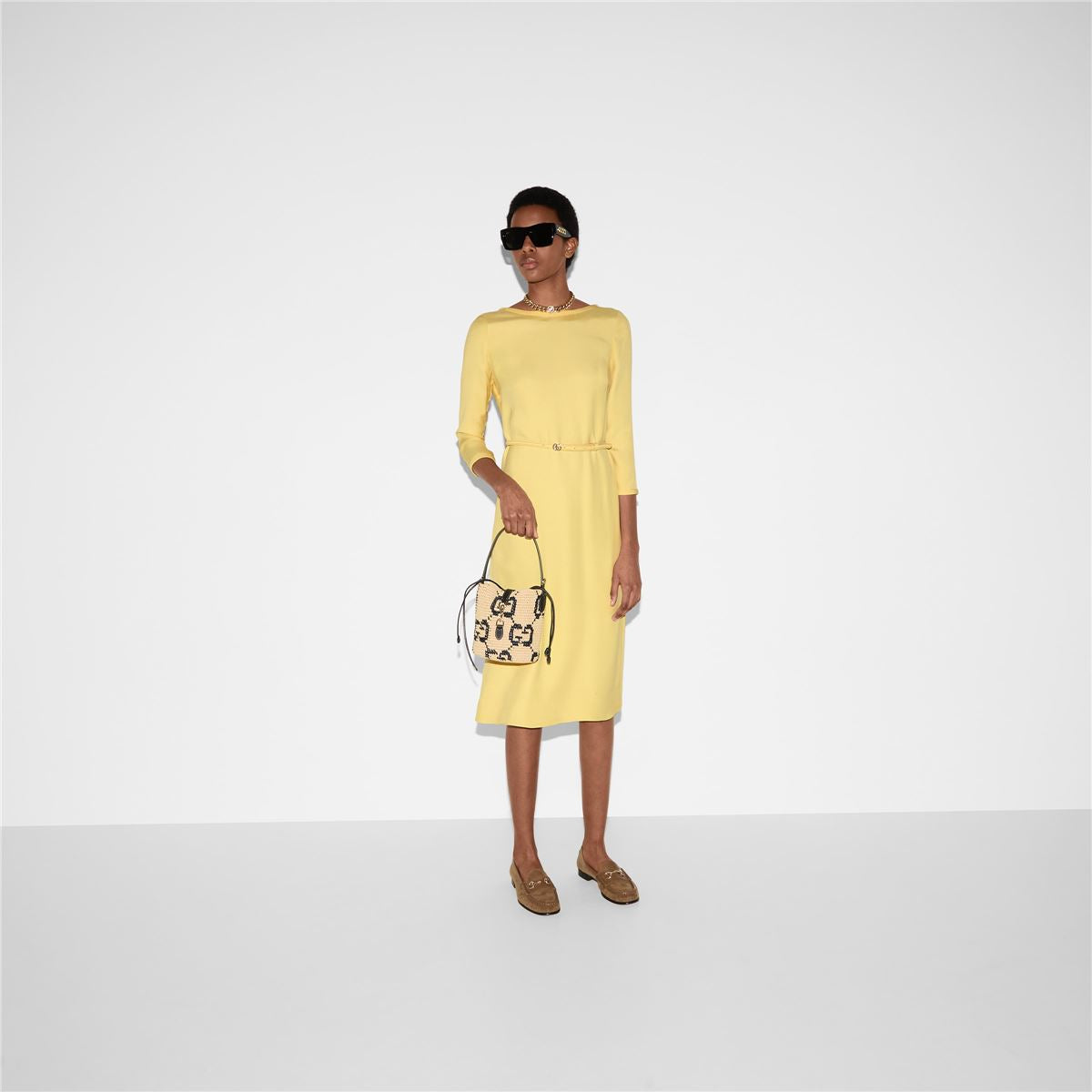 SILK CADY MID-LENGTH DRESS - GUCCI - Verso