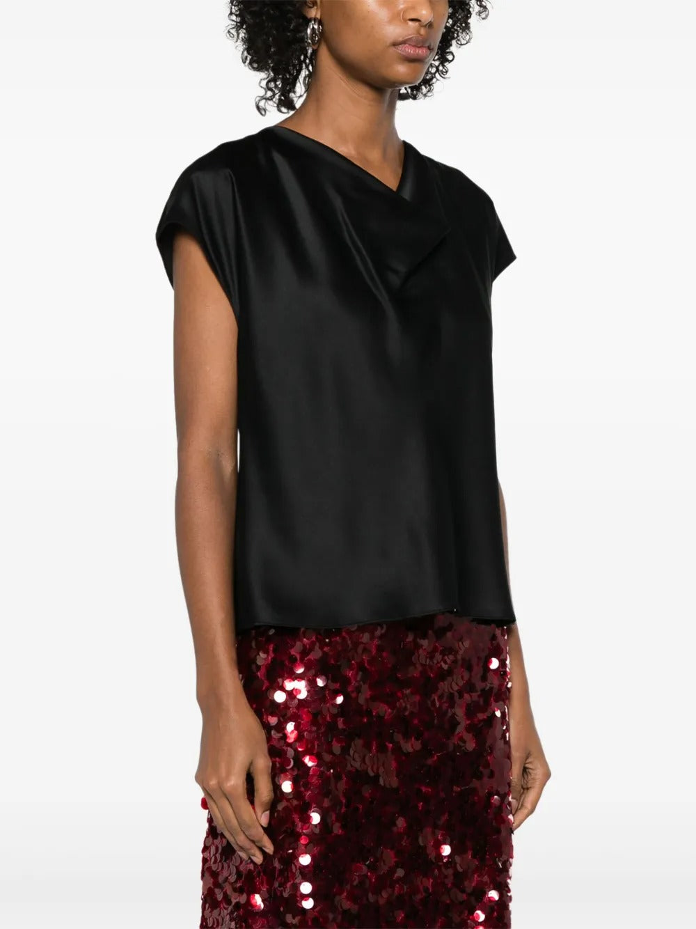 Silk cowl-neck blouse-VINCE-Verso