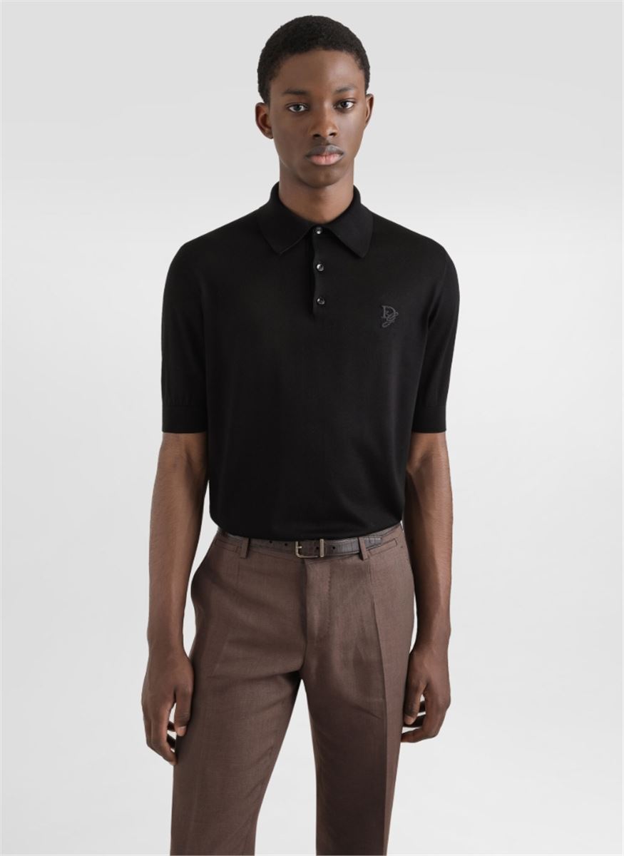 SILK POLO-SHIRT WITH LOGO EMBROIDERY - DOLCE & GABBANA - Verso