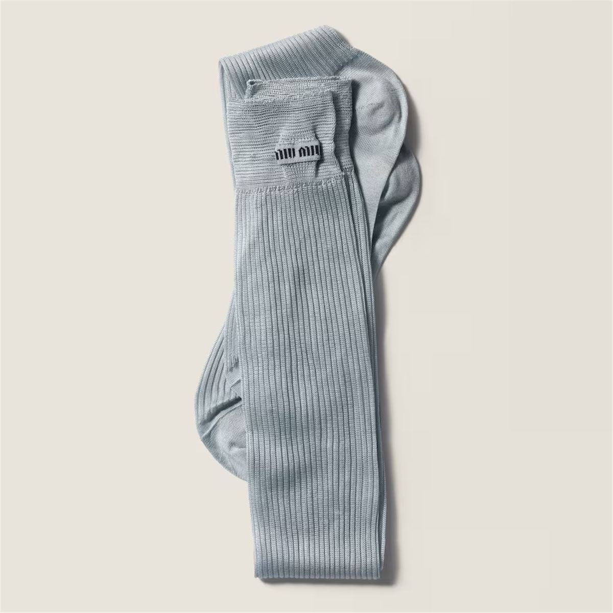 Silk ribbed socks-MIU MIU-Verso