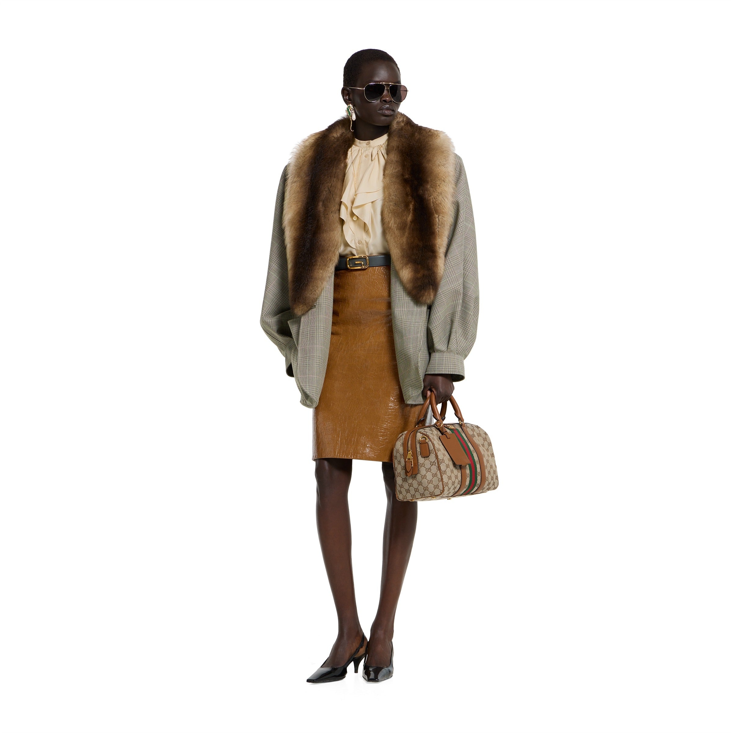 Silk twill shirt with ruffle trim-GUCCI-Verso