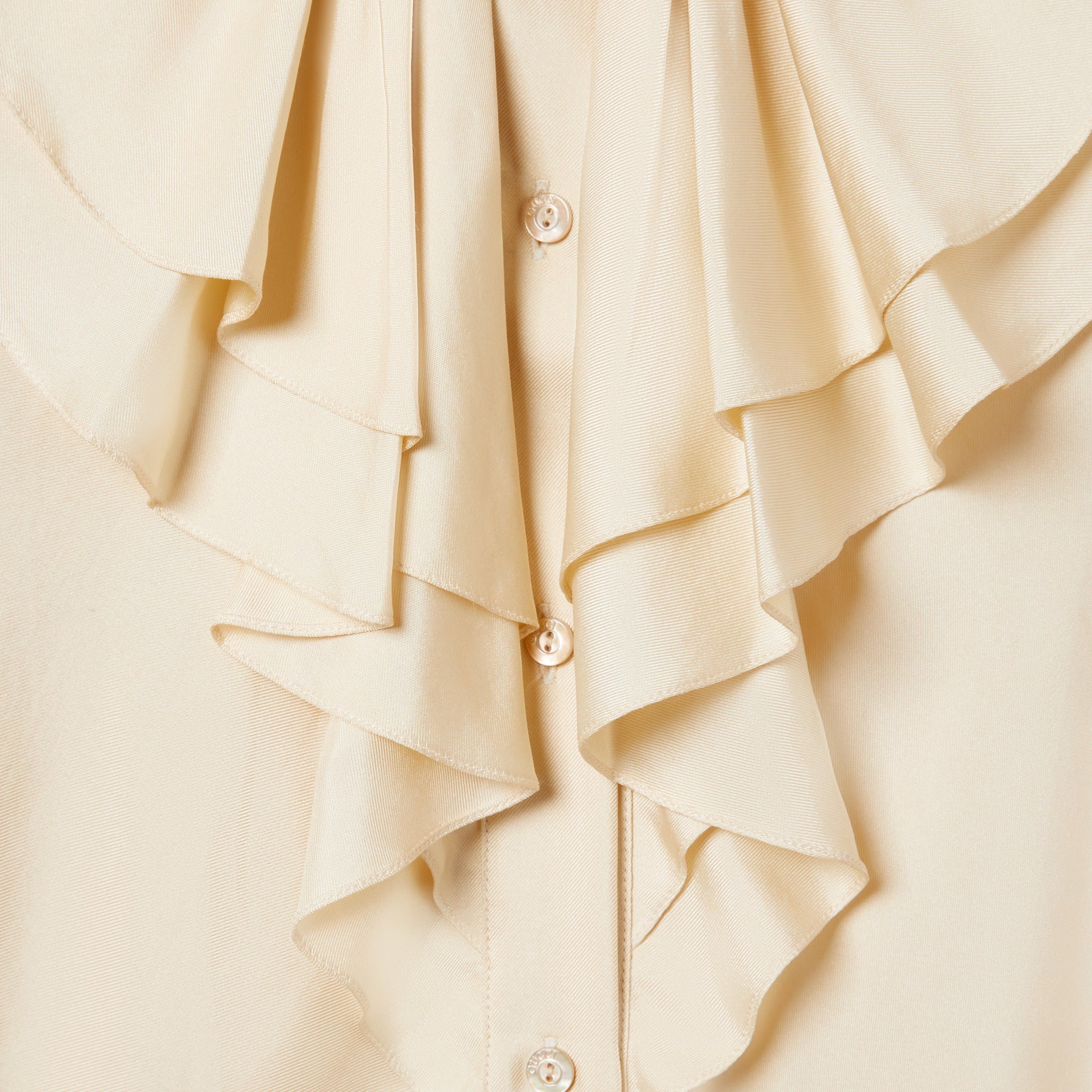 Silk twill shirt with ruffle trim-GUCCI-Verso