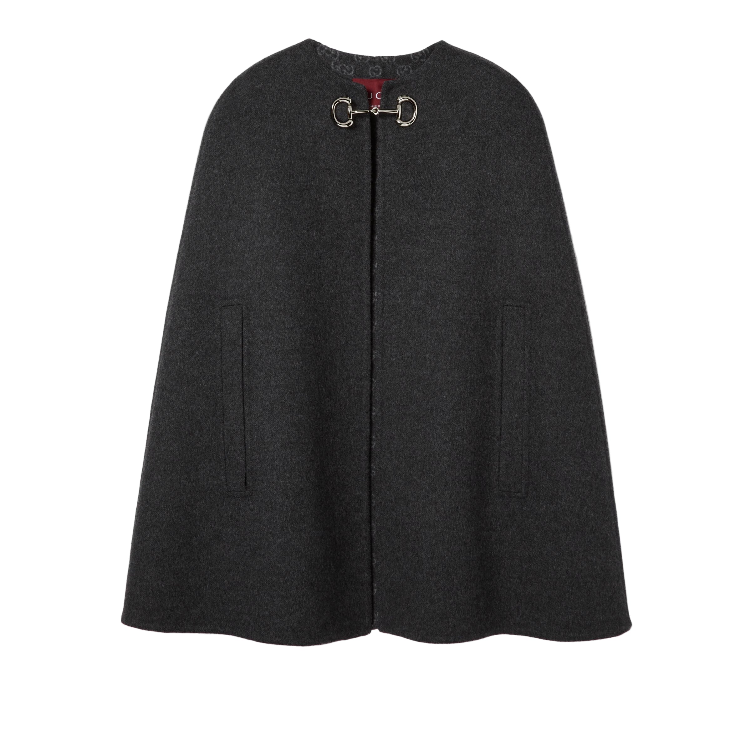 Silk wool cape with horsebit-GUCCI-Verso