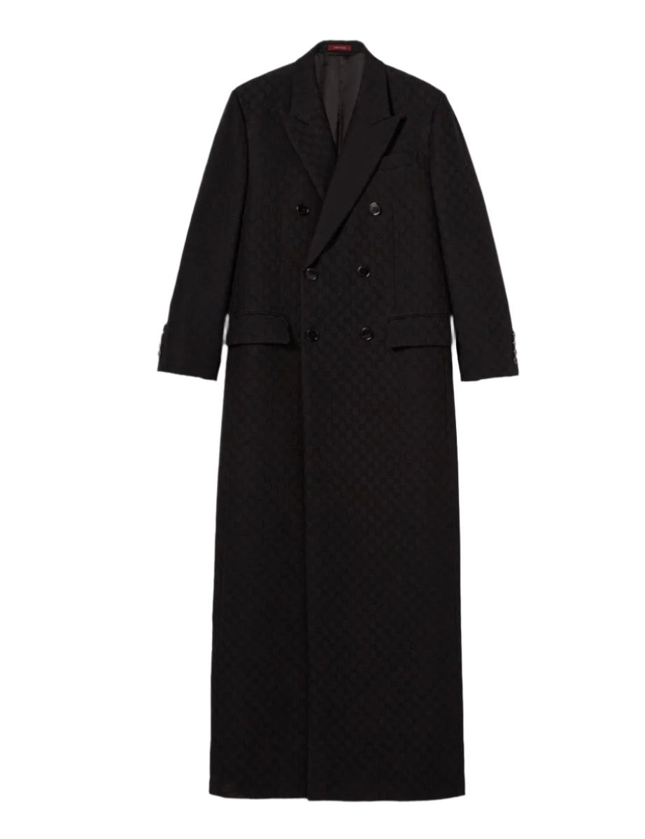 SILK WOOL CRÊPE DOUBLE-BREASTED COAT - GUCCI - Verso