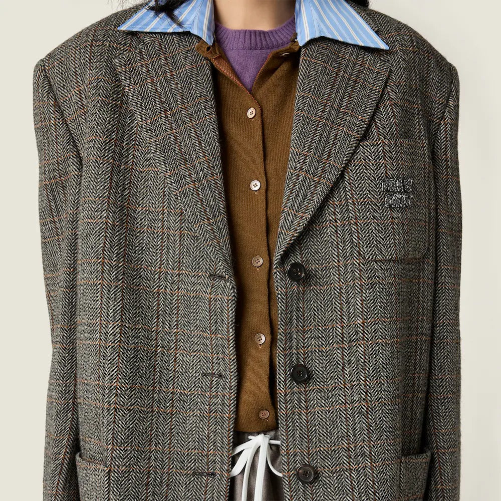 Single-breasted chevron jacket-MIU MIU-Verso