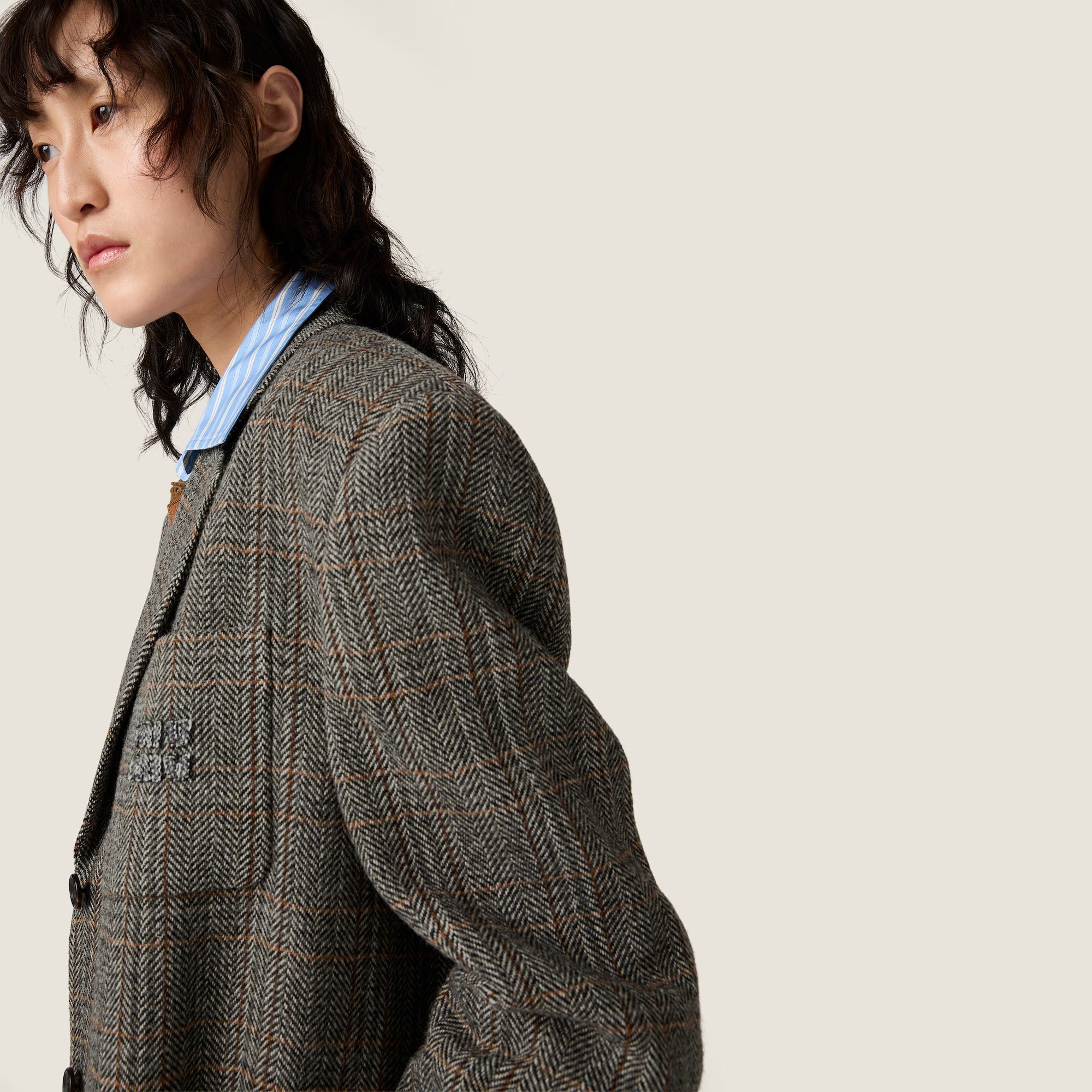 Single-breasted chevron jacket-MIU MIU-Verso