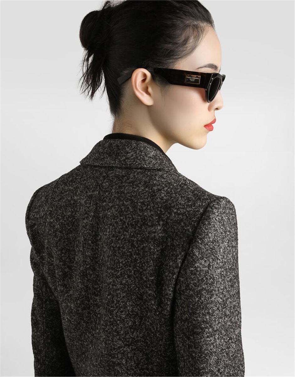 SINGLE-BREASTED JACKET IN DOTTED WOOL BLEND-DOLCE & GABBANA-Verso