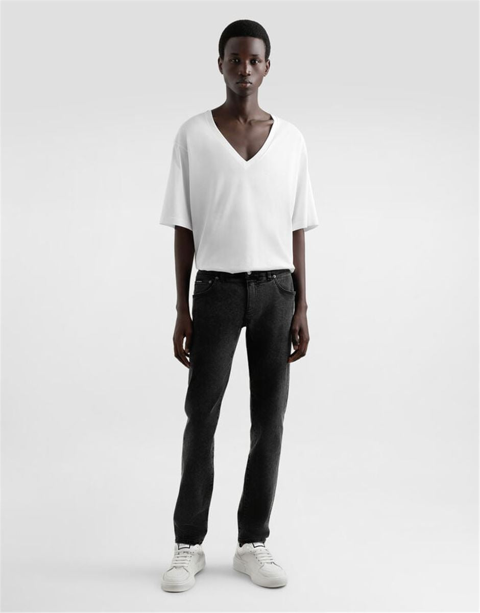 SKINNY STRETCH COTTON JEANS WITH TAG - DOLCE & GABBANA - Verso