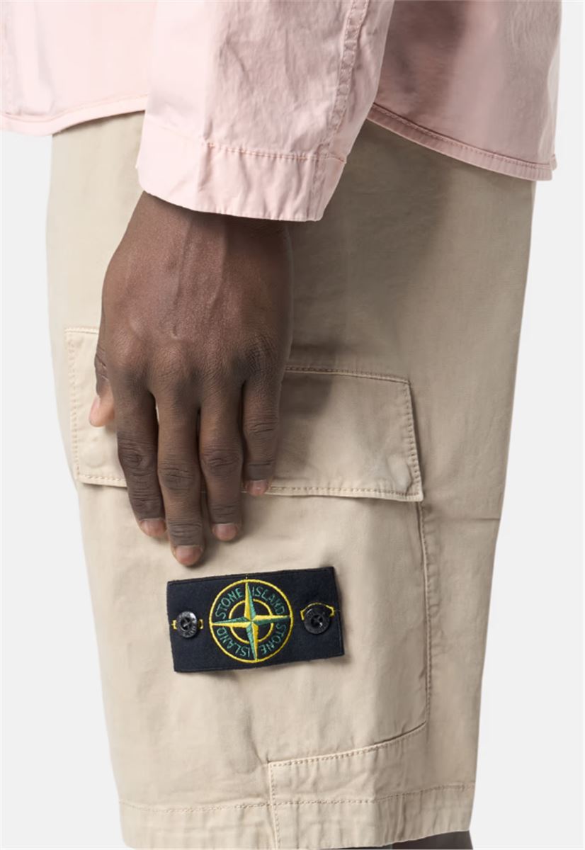 SLIM FIT CARGO BERMUDA SHORTS WITH ZIP POCKETS-STONE ISLAND-Verso