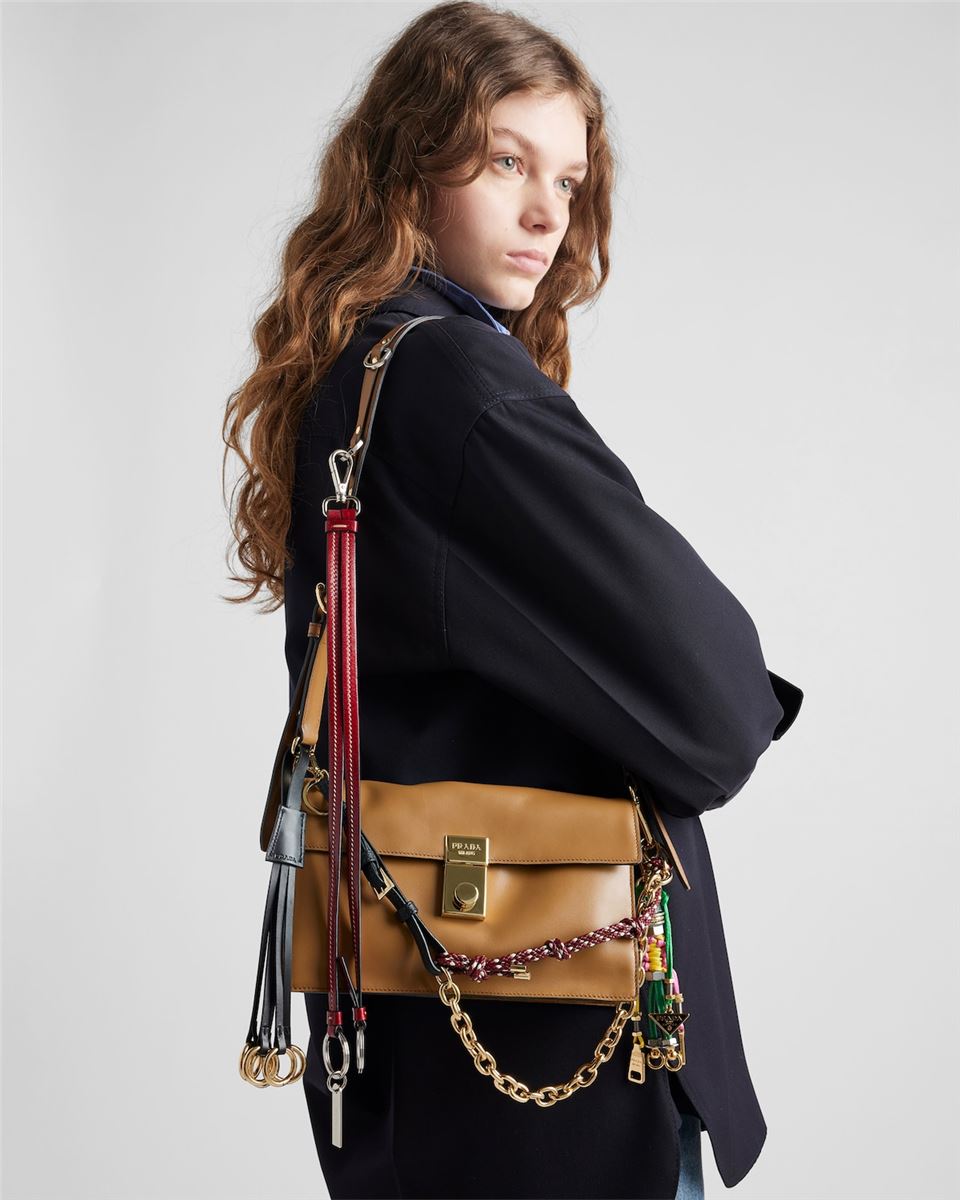 soft sound small leather shoulder bag with charms-PRADA-Verso