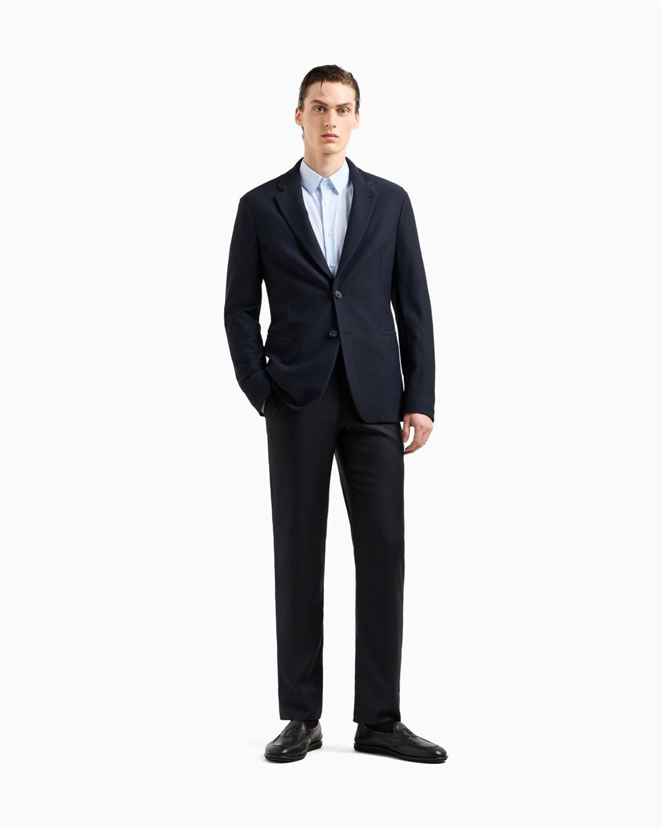 stretch fabric shirt with collar stays-GIORGIO ARMANI-Verso