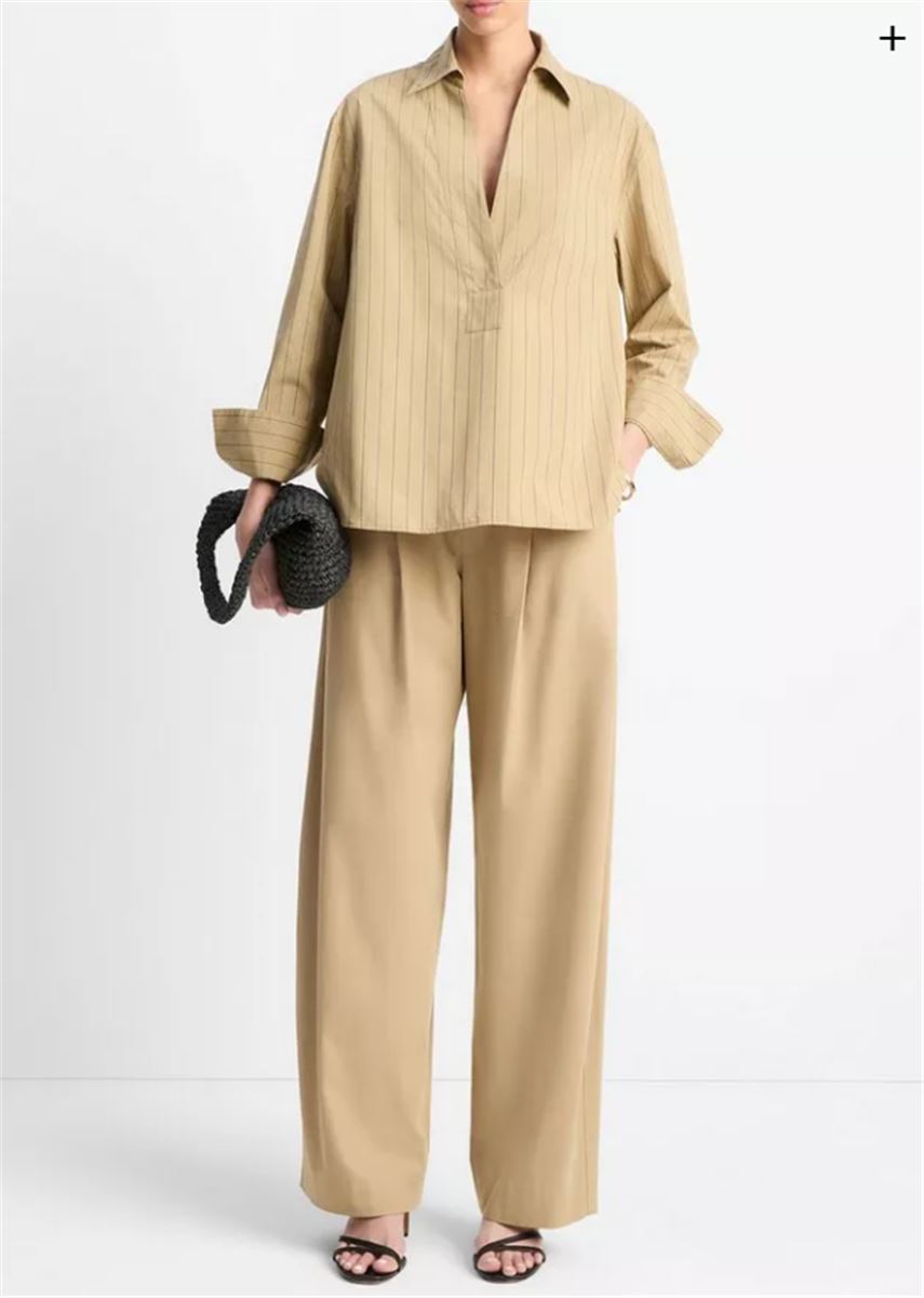 STRIPED COTTON RELAXED POPOVER SHIRT-VINCE-Verso