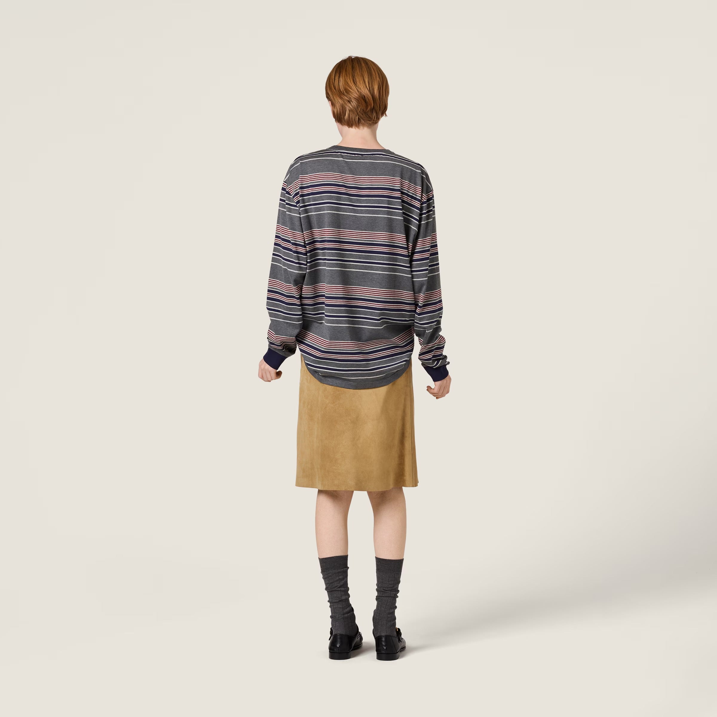 Striped jersey t-shirt-MIU MIU-Verso