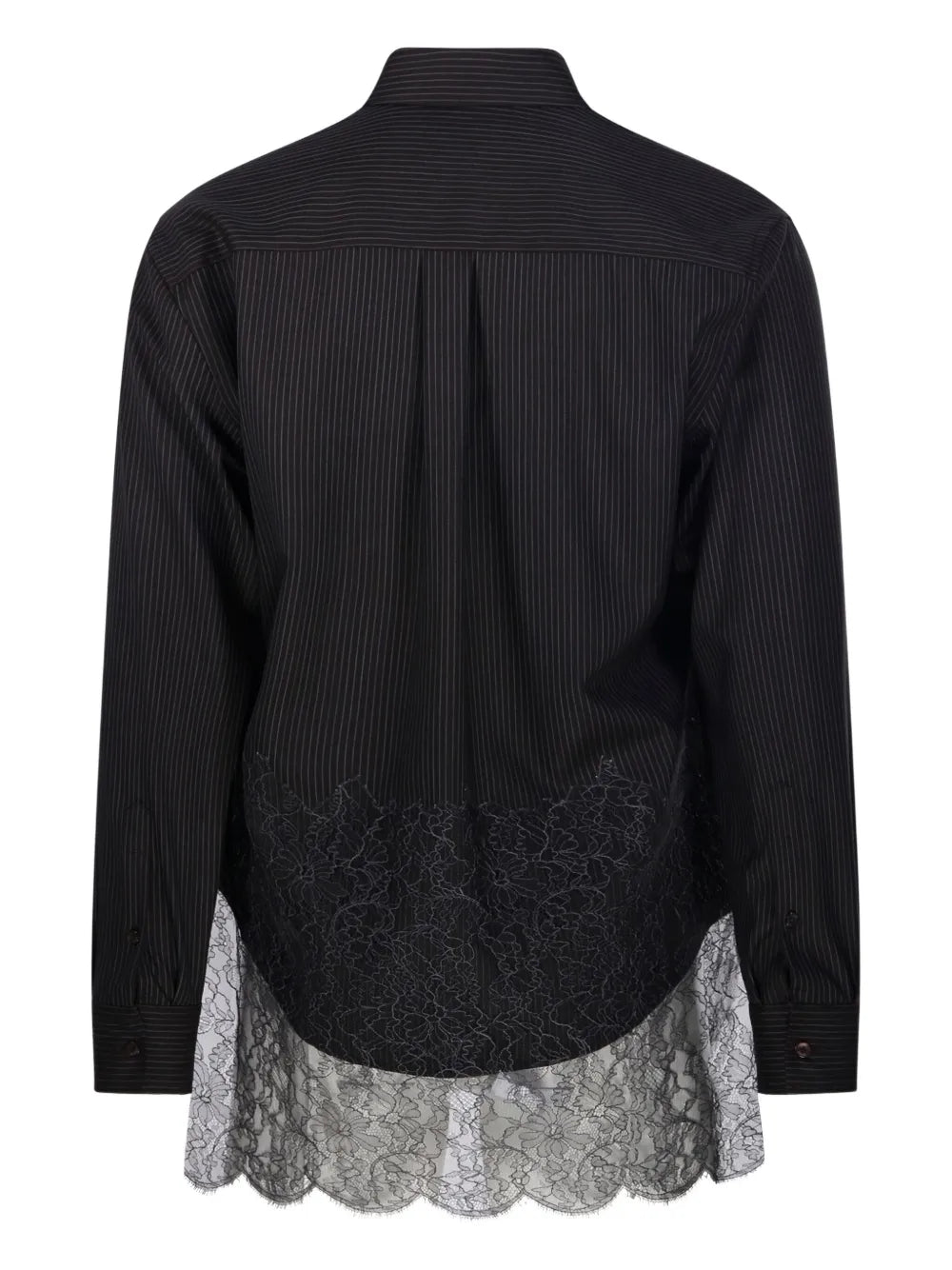 Striped lace-detailing shirt-FENDI-Verso