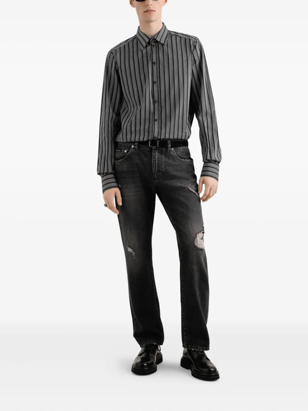 Striped long-sleeve shirt-DOLCE & GABBANA-Verso