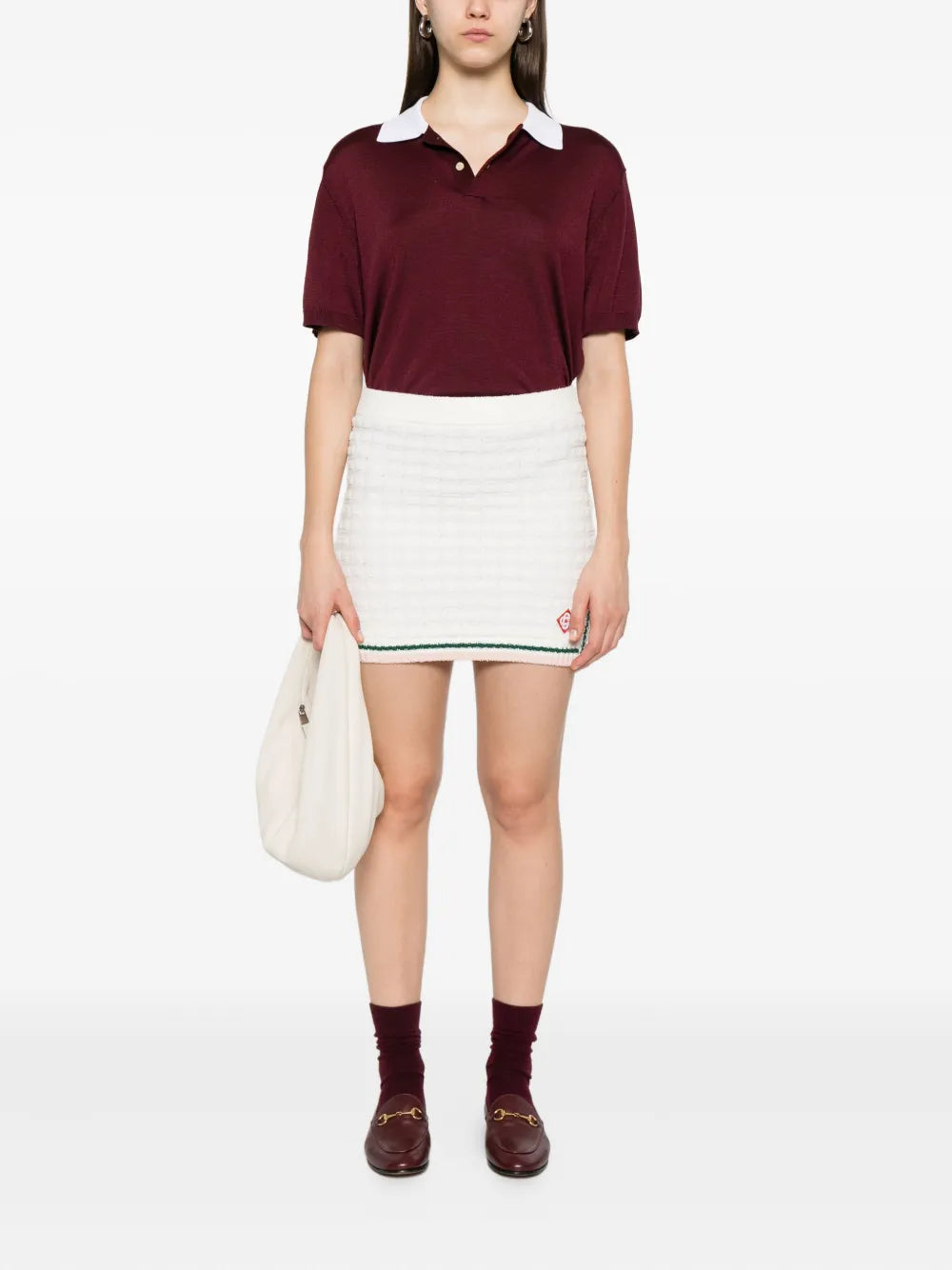 Striped-trim cotton skirt-CASABLANCA-Verso