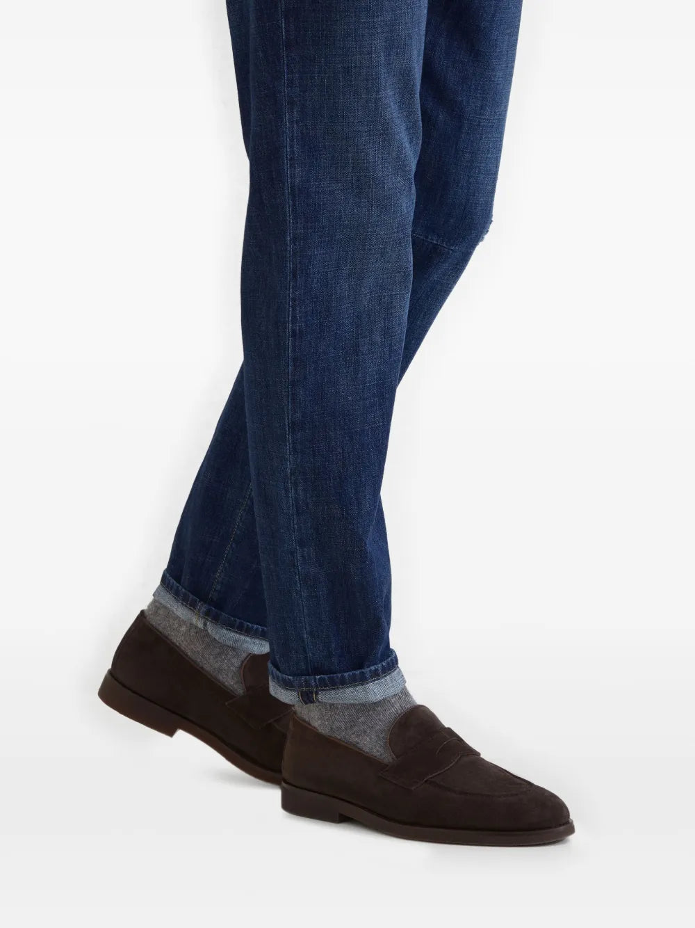 Suede penny loafers-BRUNELLO CUCINELLI-Verso