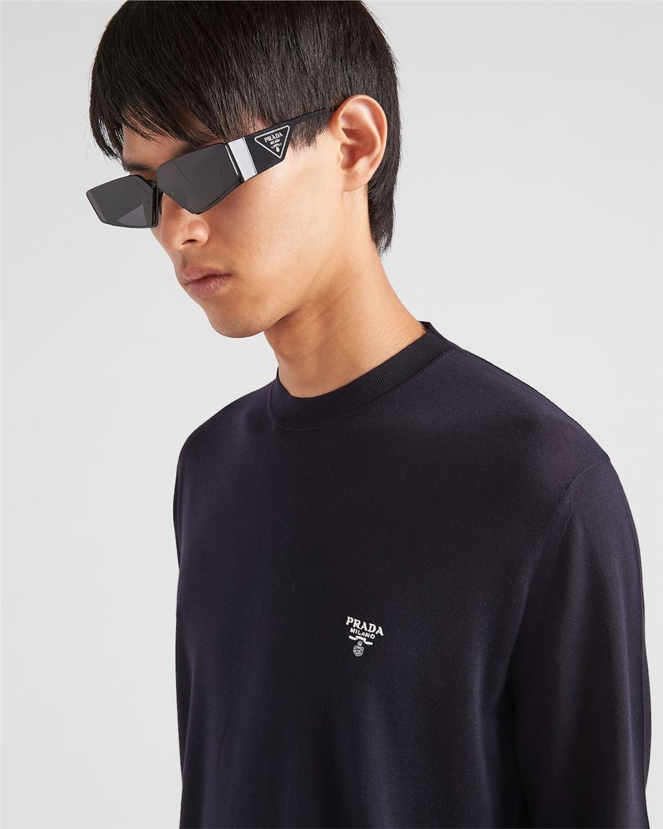 SUPERFINE WOOL CREW-NECK SWEATER-PRADA-Verso