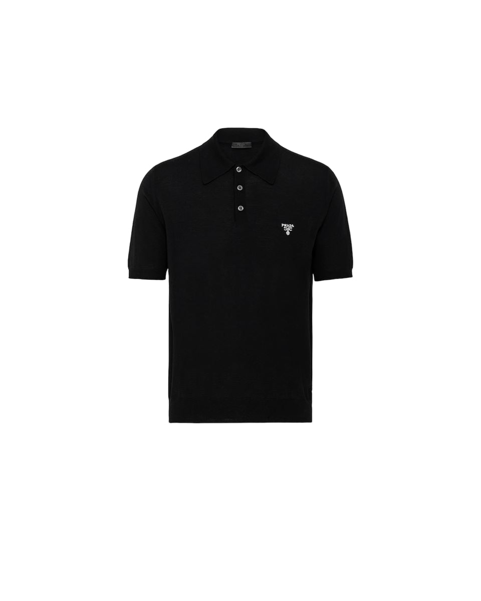 soyy. Almond Polo ブラック超美品 superfine-wool-polo-shirt-