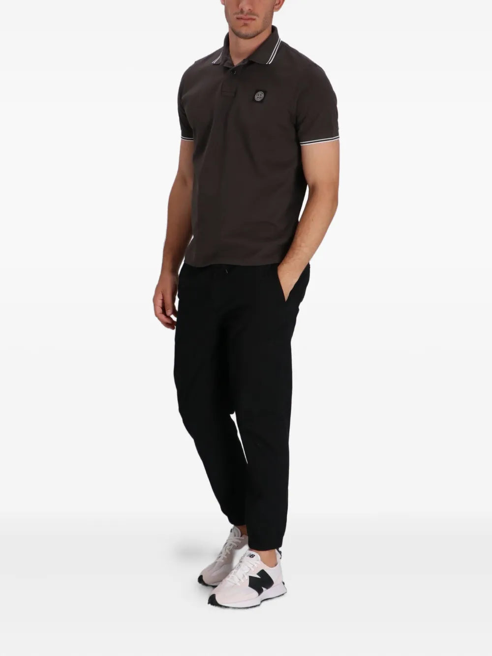 Tipped-collar logo polo shirt-STONE ISLAND-Verso