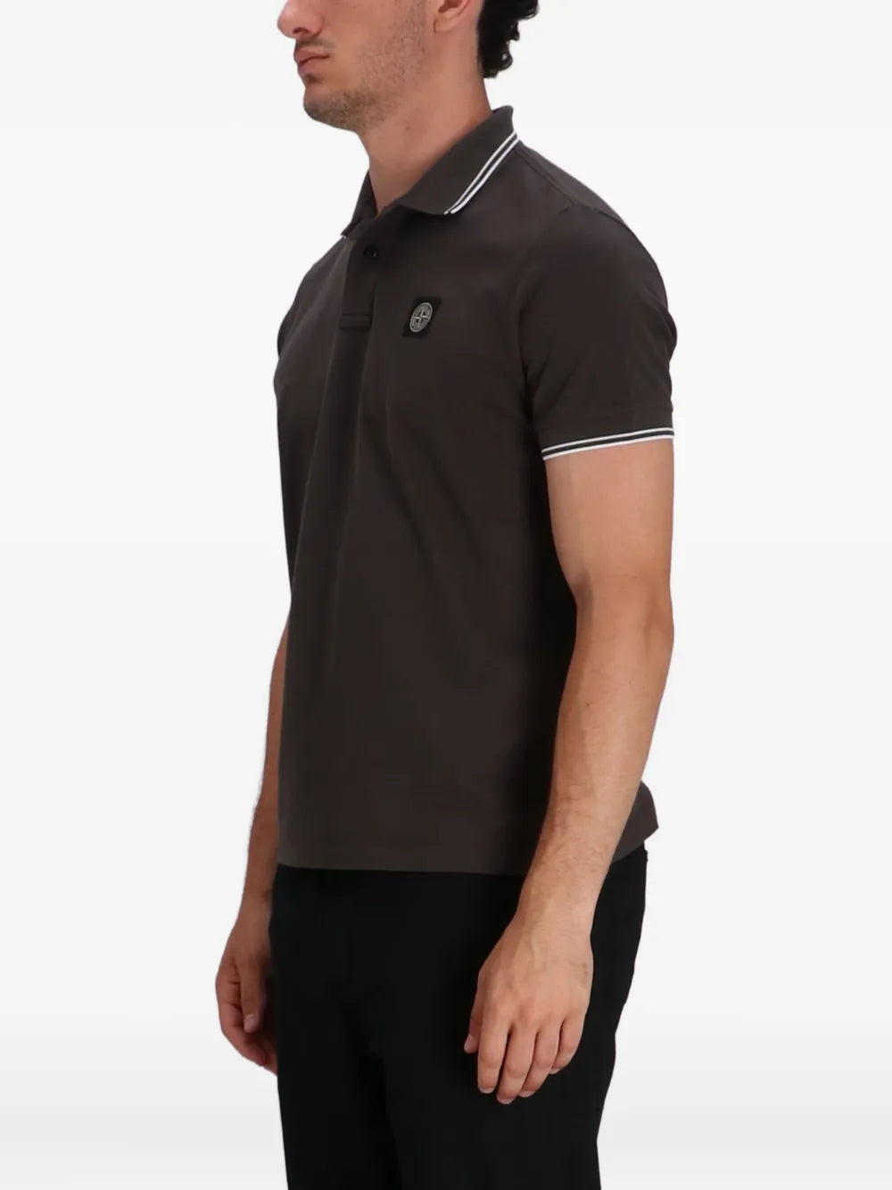 Tipped-collar logo polo shirt-STONE ISLAND-Verso