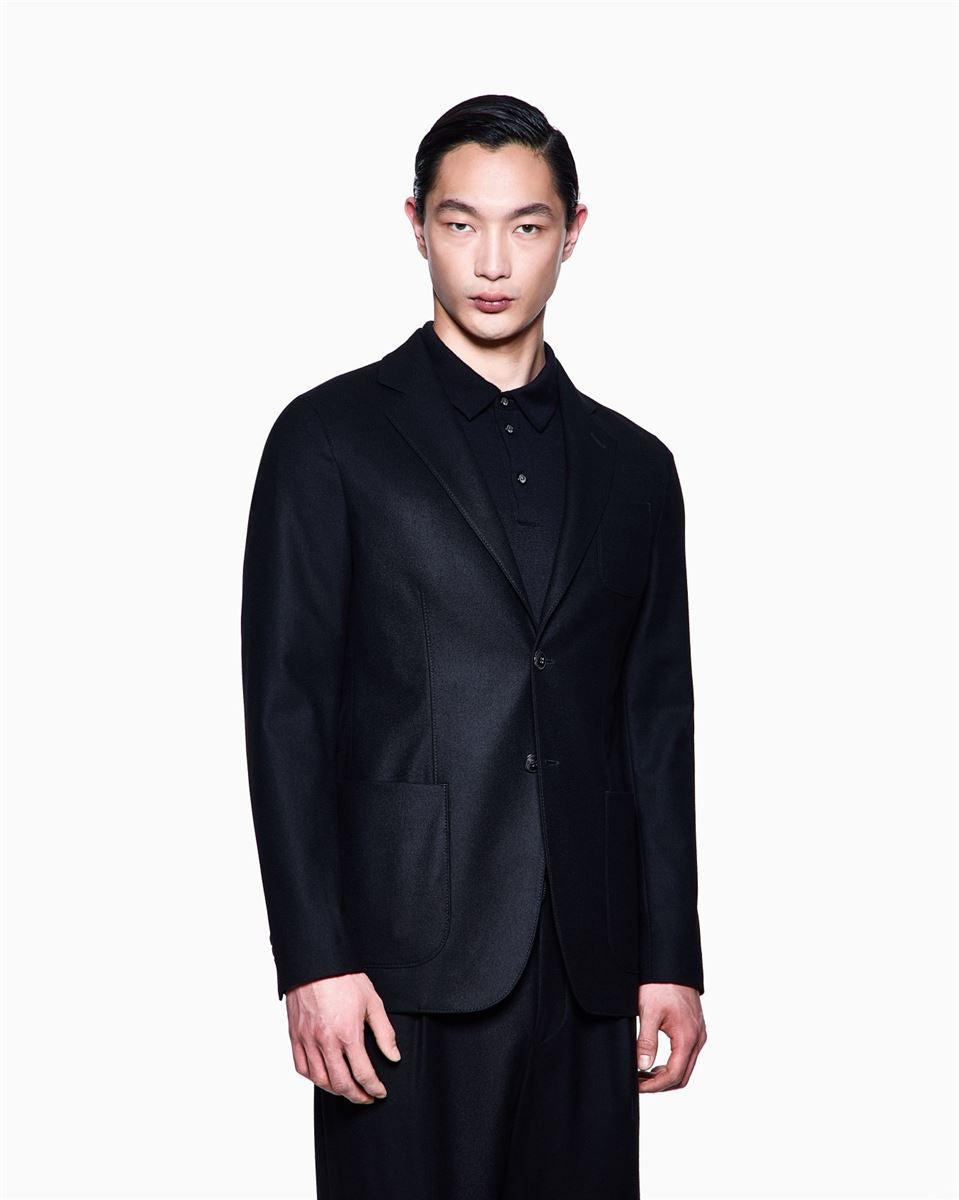 upton line single-breasted jacket in stretch cashmere drap-GIORGIO ARMANI-Verso