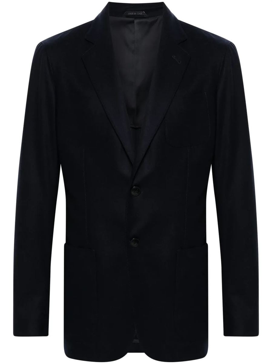 Upton line single-breasted jacket in stretch cashmere drap-GIORGIO ARMANI-Verso
