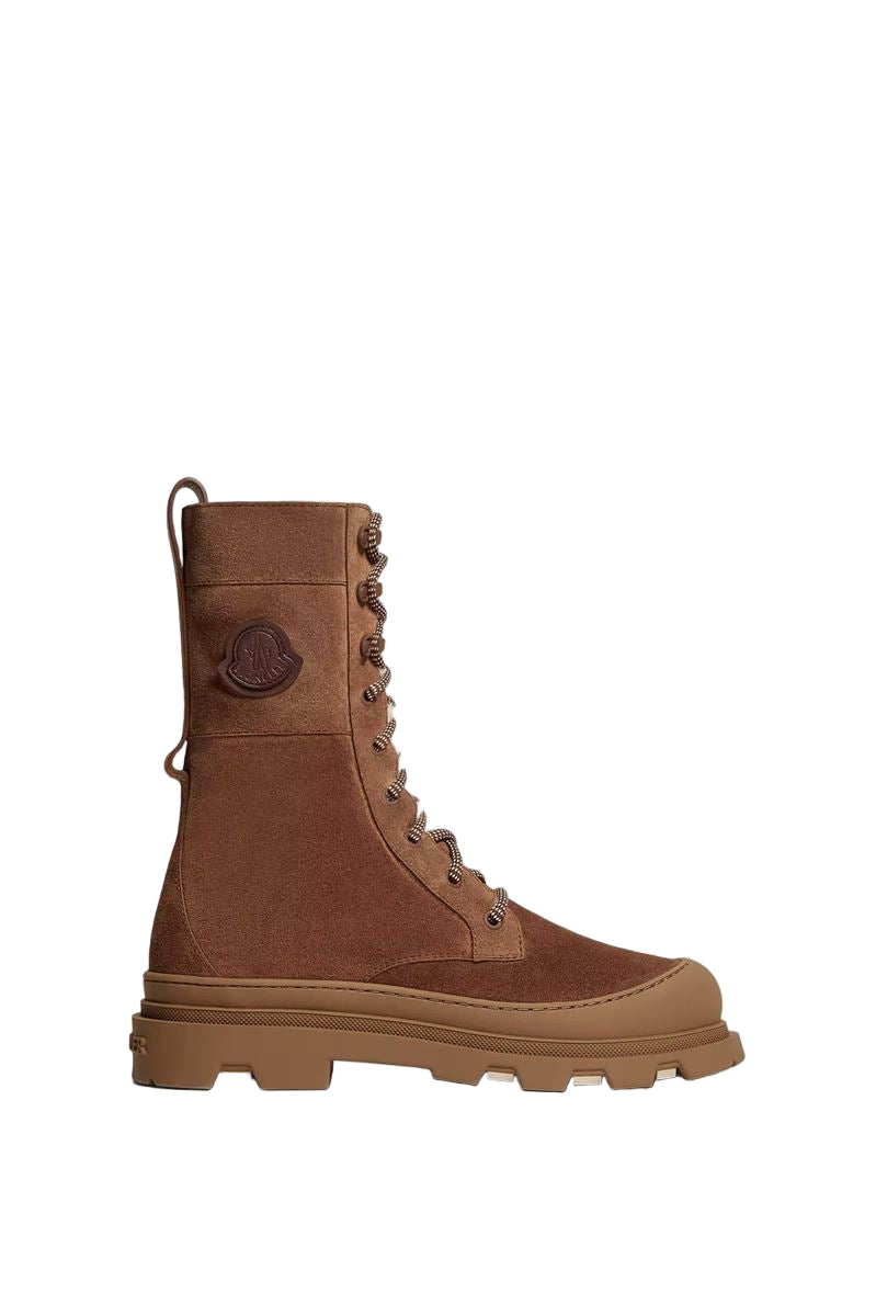 Vera high suede & shearling lace-up boots-MONCLER-Verso