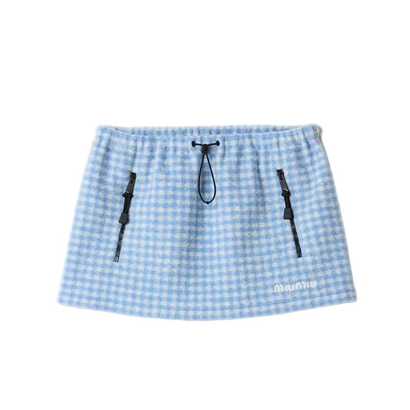 Miu Miu Vichy Fleece Miniskirt | Verso