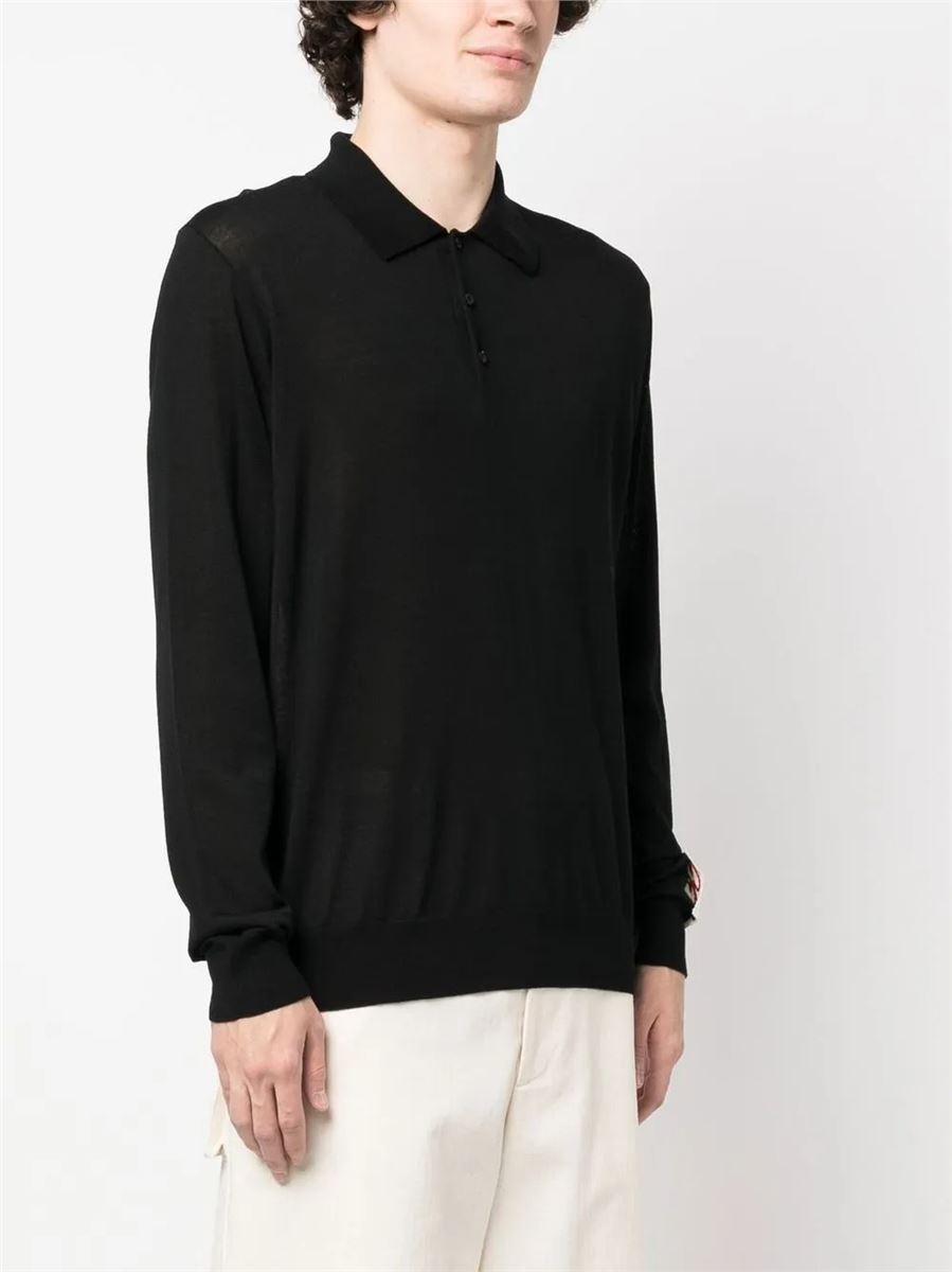 Virgin wool polo shirt-GOLDEN GOOSE-Verso