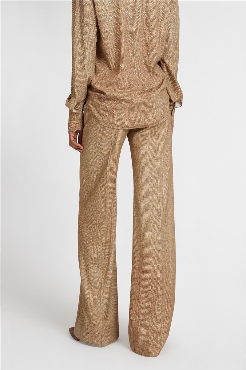 VISCOSE PALAZZO TROUSERS WITH HERRINGBONE PATTERN IN SHADES OF BROWN-ERMANNO SCERVINO-Verso